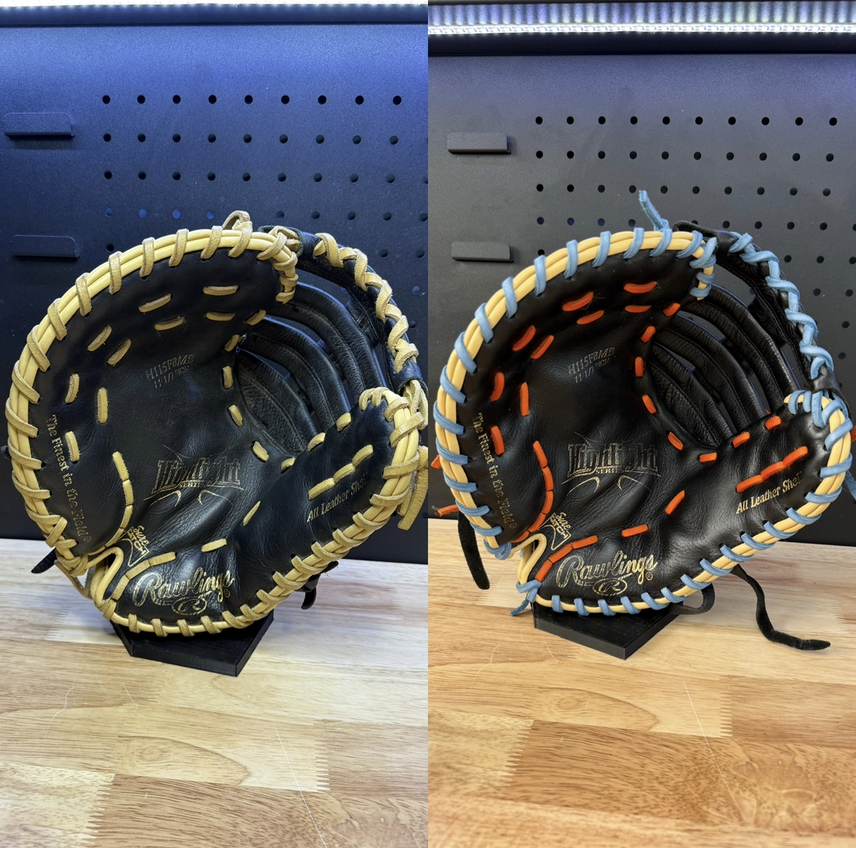 Rawlings first base mitt with carolina blue and orange