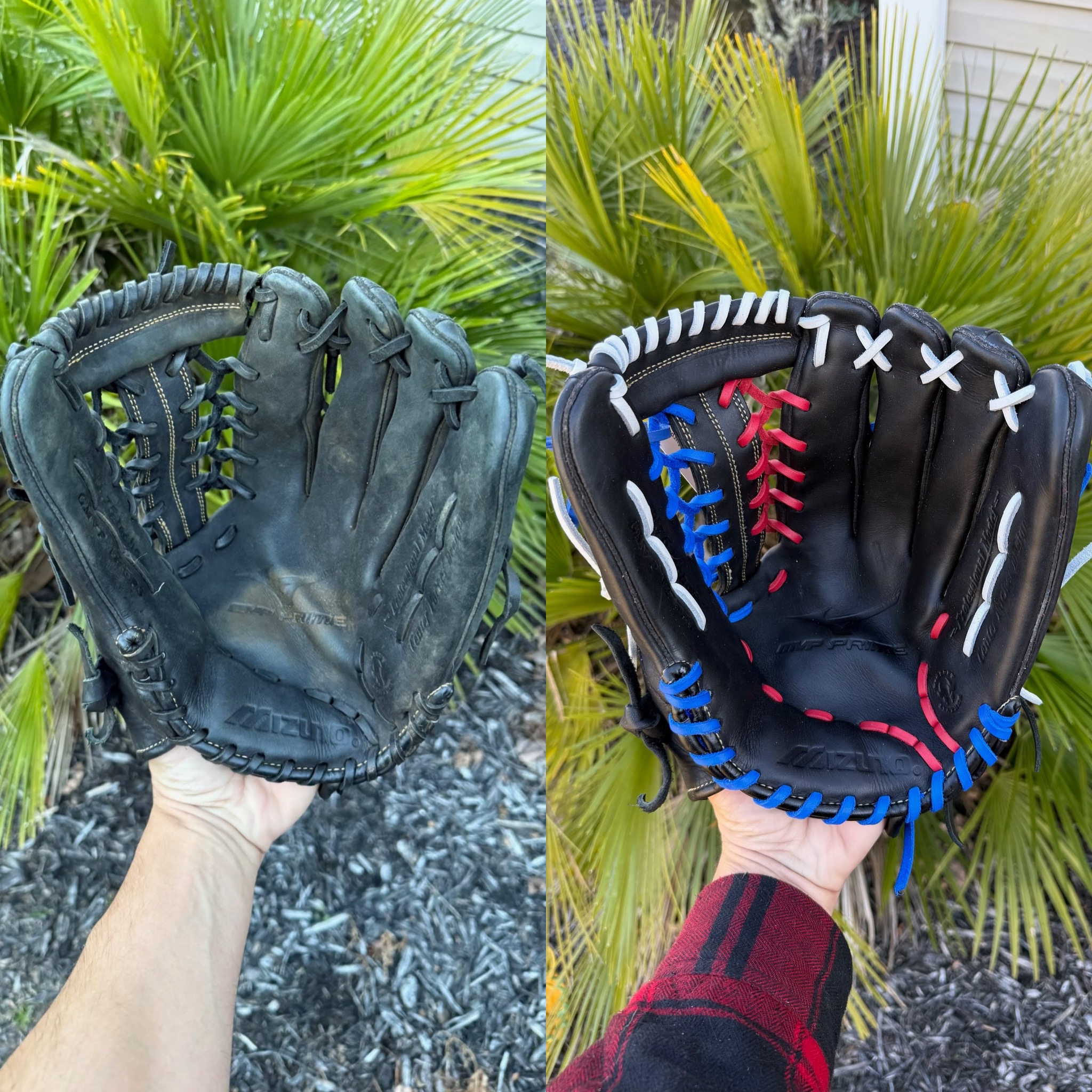 Mizuno MVP Prime full relace and conditioning with red, white, and blue lace