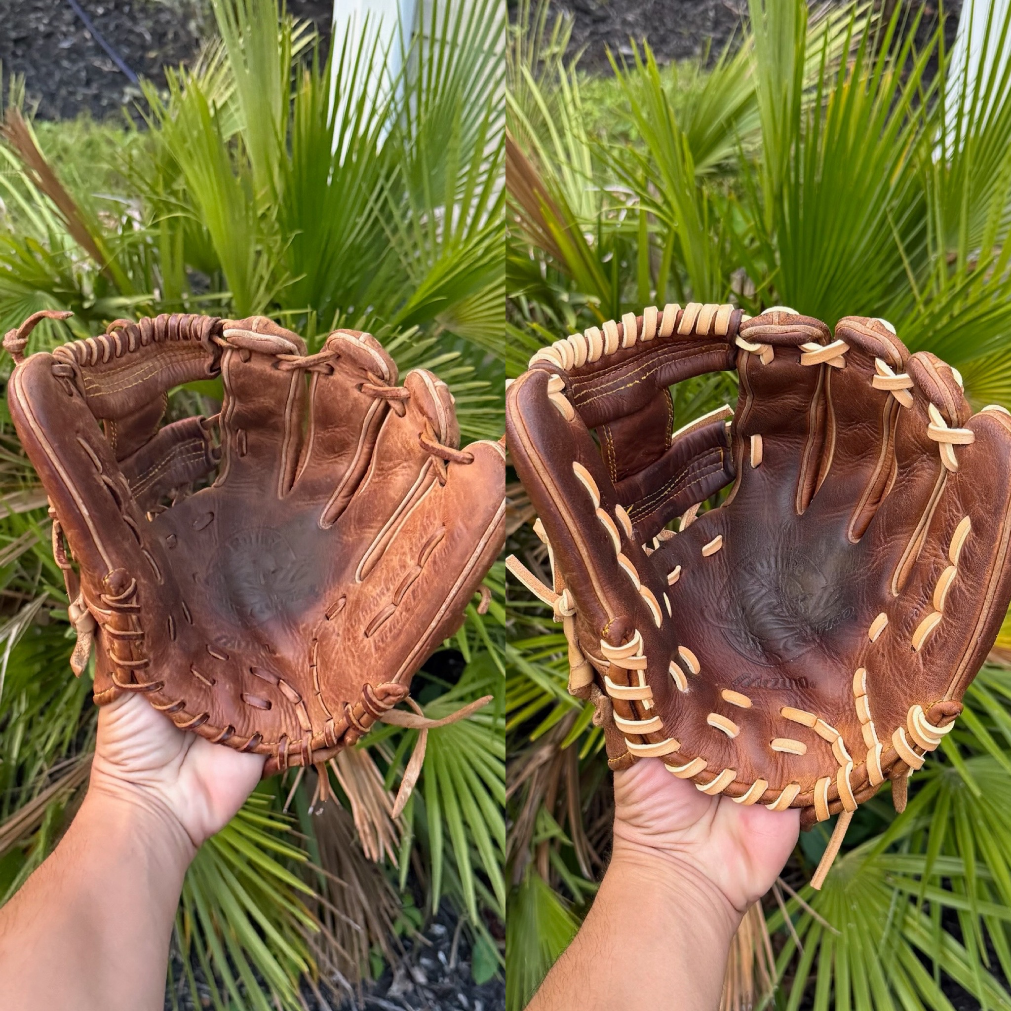 Mizuno Pro full service with camel lace