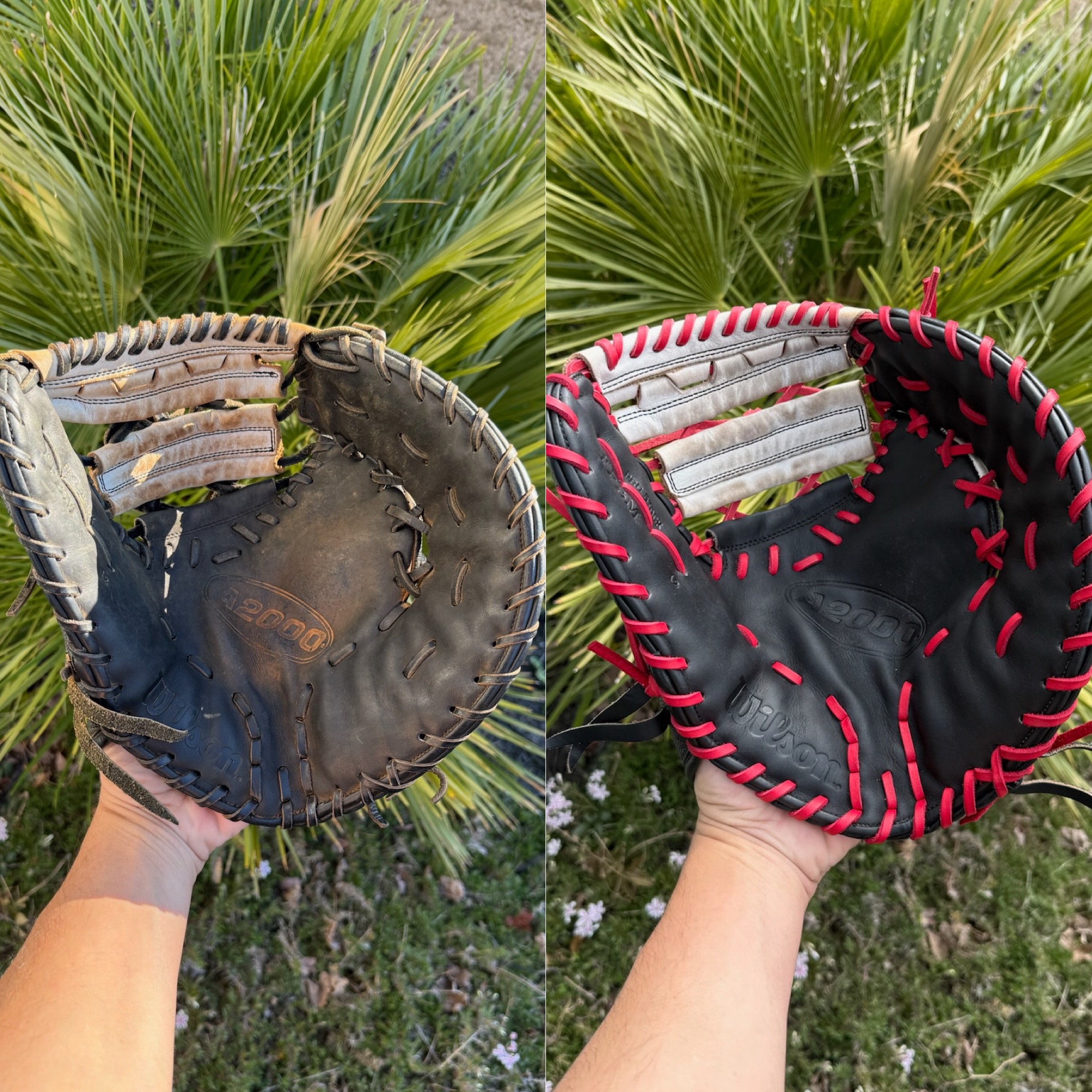 Wilson A2000 softball first base mitt full clean and condition with red lace