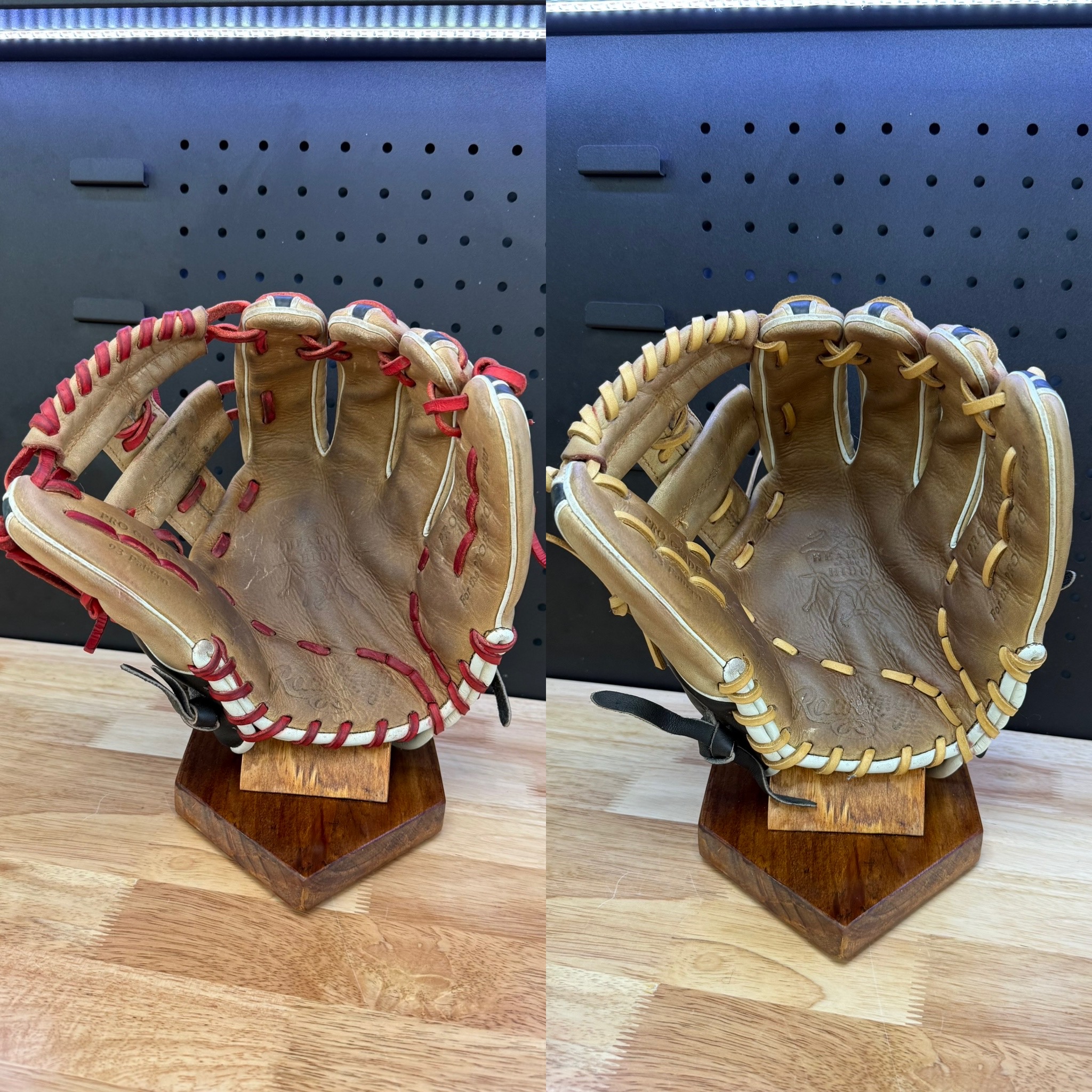 Rawlings heart of the hide clean, condition, relace (full restoration), I-web with camel lace